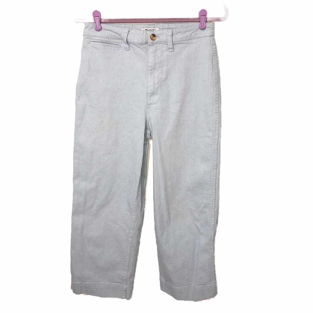 Madewell Size 27 Slim Emmett Wide Leg Crop Pants Jeans Speckled Blue High Rise